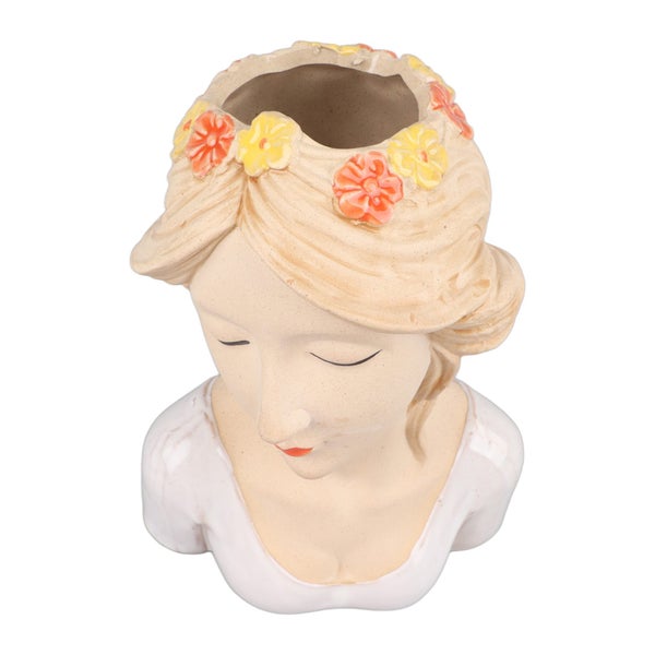decorative flower head girl vase woman head planter modern style shy girl Carousel 2