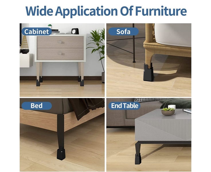 4 Pack Adjustable Chair Risers Height Heavy Duty Tables Furniture Risers Carousel 6