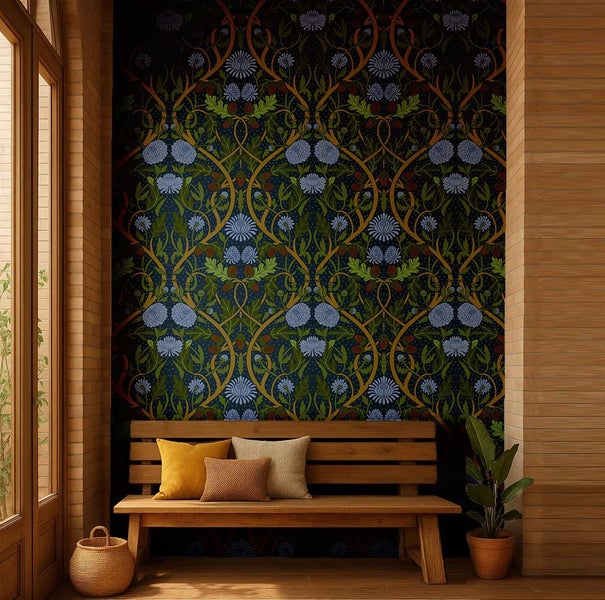 S4Sassy Floral Vine Design paper - Easy Walls Covering For Door Panel Carousel 2