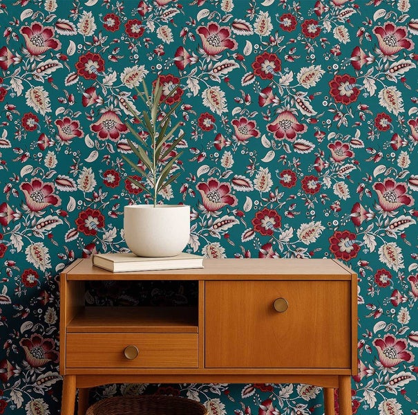 S4Sassy Floral Walls Covering, Self-Adhesive Vinyl Wallwrap For Living Spaces Carousel 2