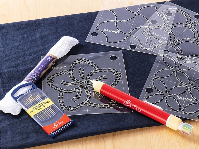 Quilting Patchwork Sewing Sashiko Starter Kit Templates and Cloth Carousel 3