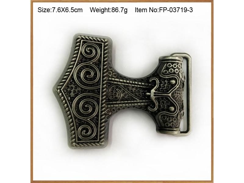 Bullzine Zinc Alloy Embossed Skull Mjolnir THORSHAMMER VIKING JUDAS Belt Buckle Carousel 1