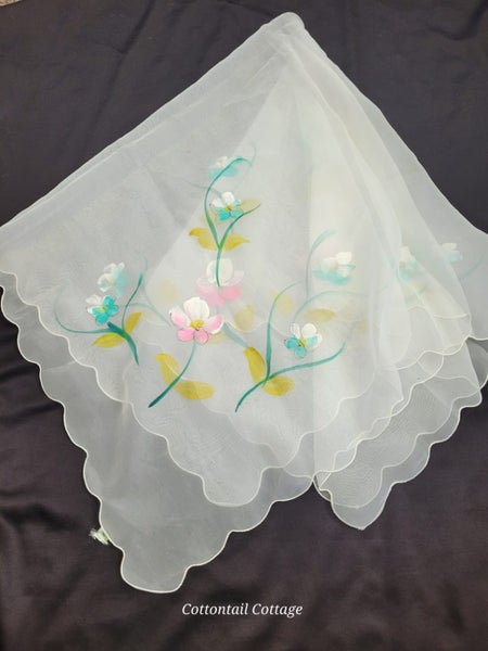 Vintage Sheer Nylon Food Cover Hand Painted Japan Carousel 1