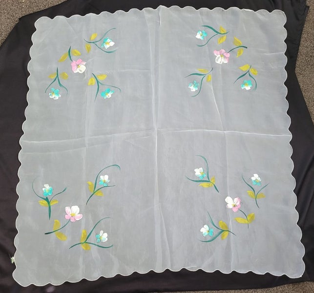 Vintage Sheer Nylon Food Cover Hand Painted Japan Carousel 2