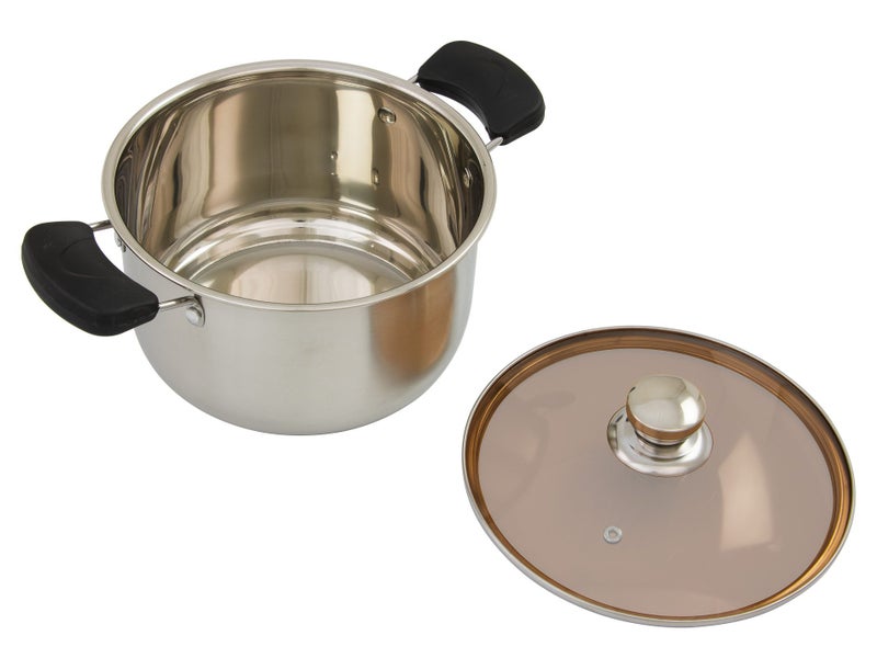20cm Stainless Steel Stock Pot with Smoked Glass Lid Carousel 3
