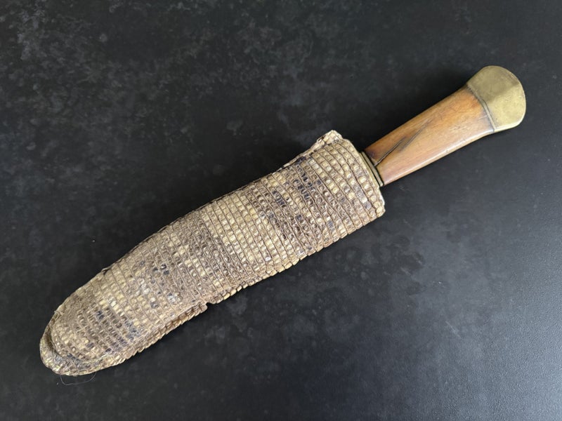 Antique African Tribal Dagger Knife With Snakeskin Sheath Carousel 2