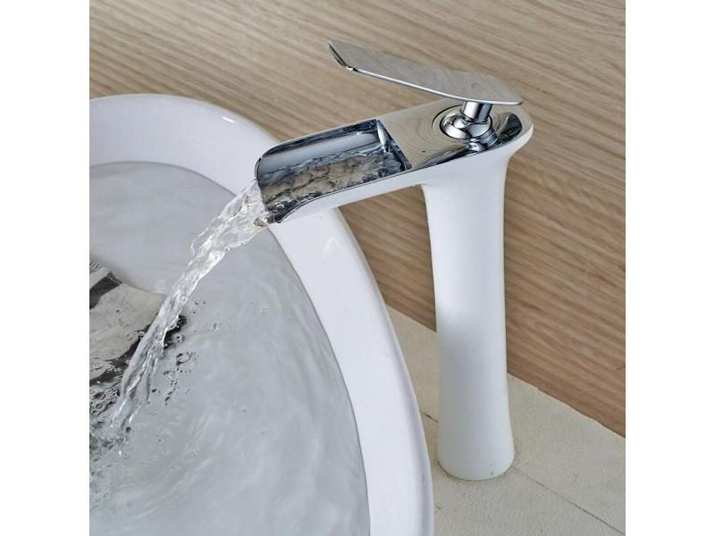 Luxury Bathroom Basin Tap Brass Material Hot Cold Crane Sink Faucet White Carousel 1