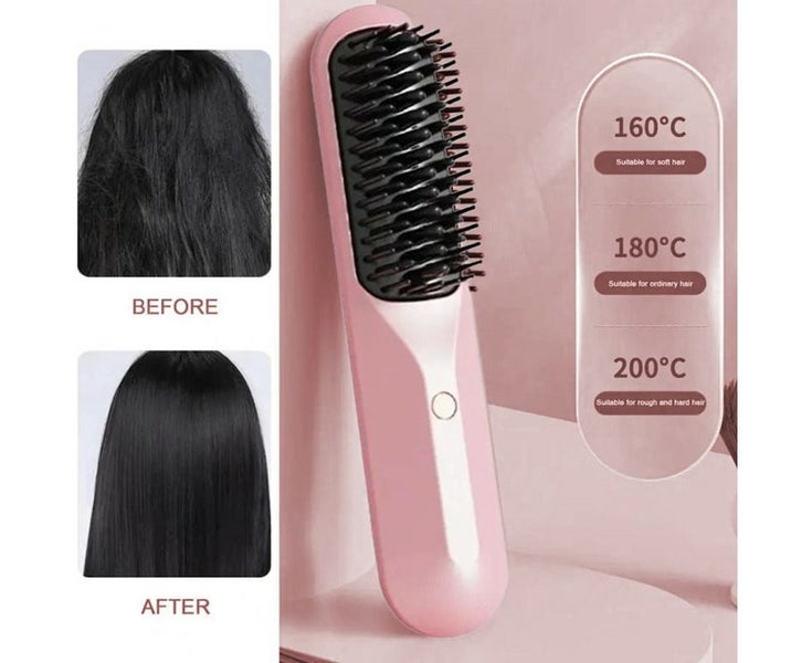 Portable Cordless Hair Straightener Brush Negative Ion Heating Hair Straighte Carousel 2