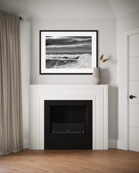 Black & White framed print: Crashing wave Carousel 2