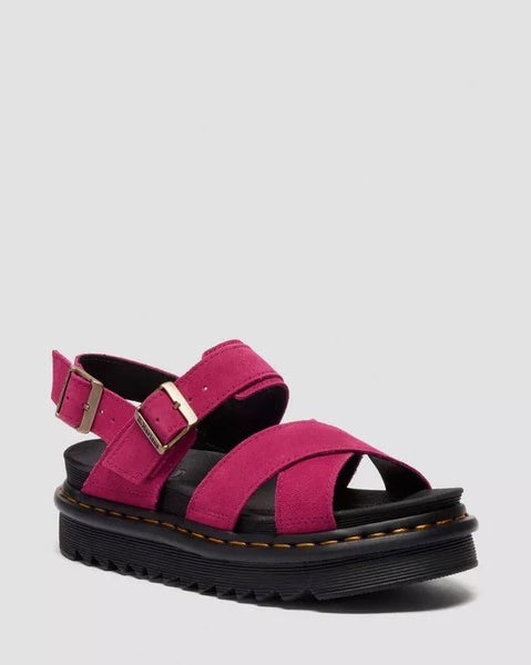 Dr. Martens Voss II Sandal - Fuchsia Pink Greasy Suede Carousel 1