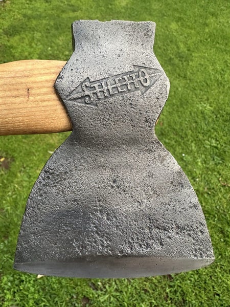 $1 reserve. fully restored “stiletto” embossed hewing axe / hatchet. (R/handed) Carousel 1