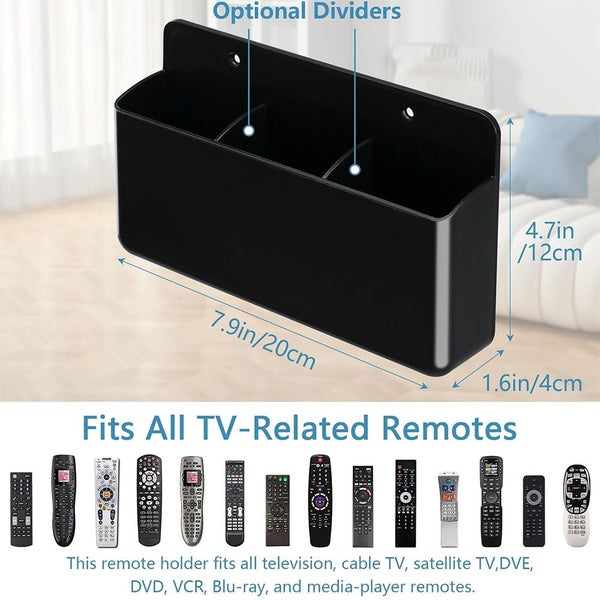 3 Slot Adjustable Remote Control Holder Wall Mount,TV Remote Box Hollow Bottom Carousel 2