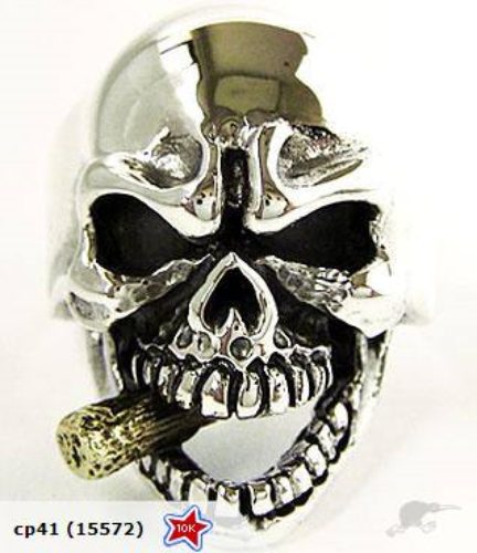 Skull Smoking Cigar Solid Silver 925 Ring Sz 12 or 12.5 Carousel 1