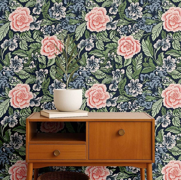 S4sassy Self-Stick Wallpaper, Botanical Floral Print Paper For closet interior Carousel 2