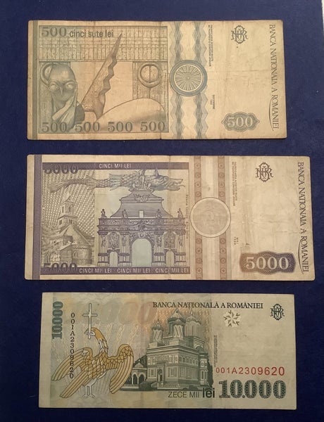 Romania 1990s banknotes x 3 Carousel 2