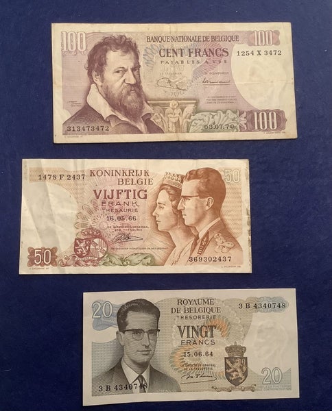 Belgium 1960s banknotes x 3 Carousel 1