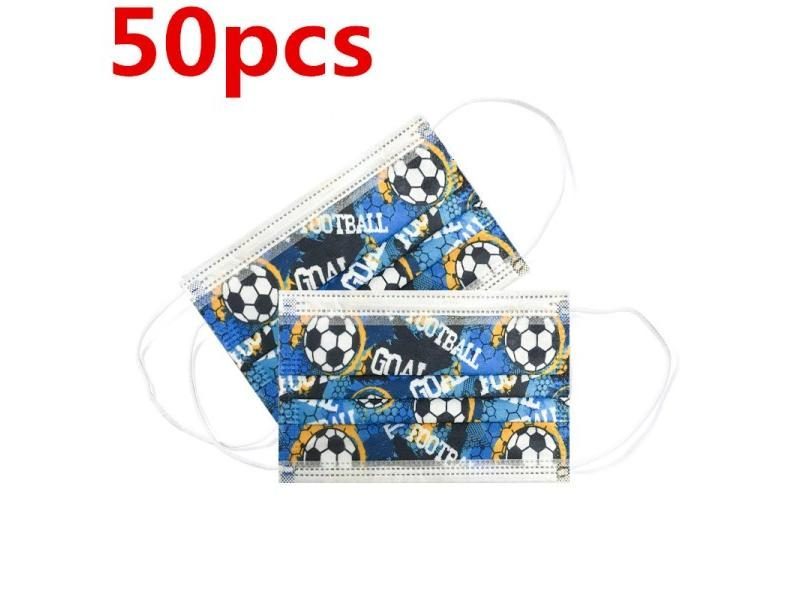 50/10pcs Child Face Maskn Kids Disposable Face Mask 3 Layer Cartoon Masks Carousel 1