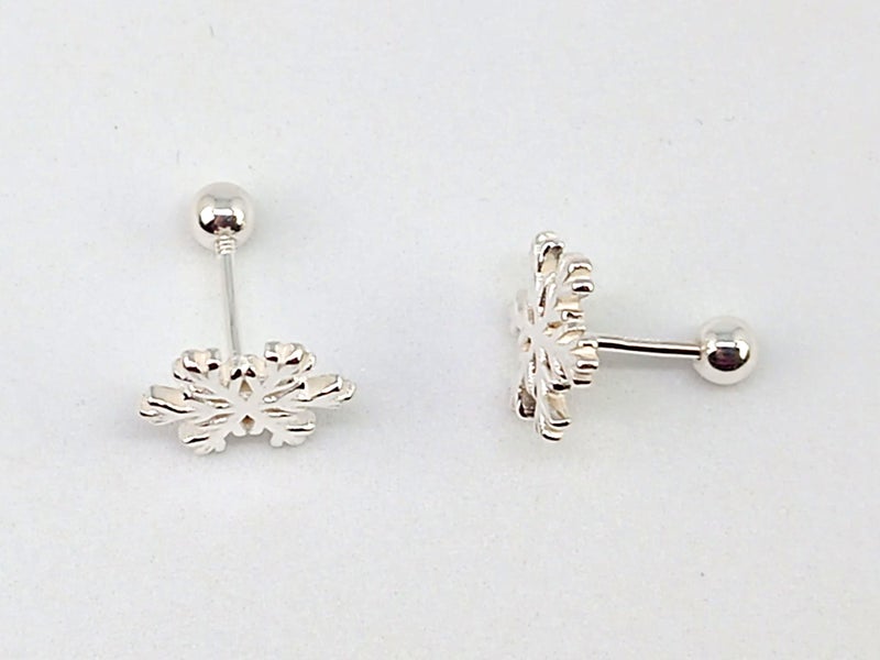925 Sterling Silver Snowflake Stud Earrings | Screw-On Back | 9mm | Gift Boxed63617622503555113
