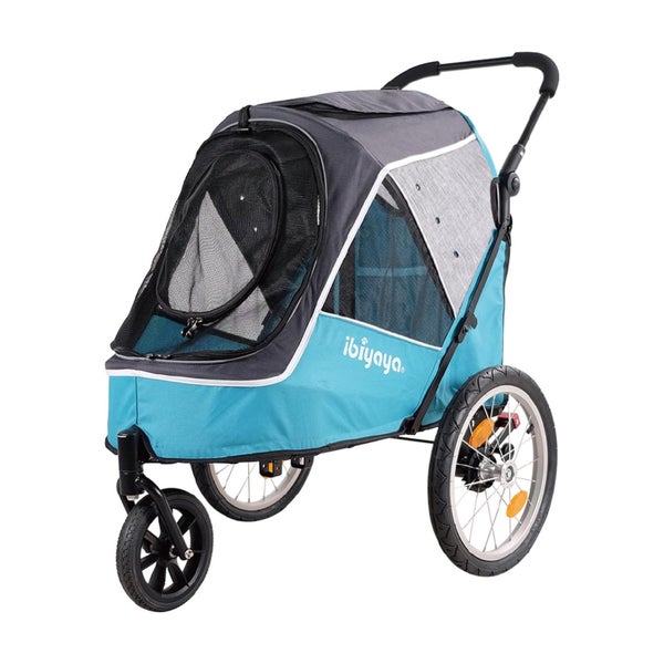Ibiyaya Happy Pet Trailer/Jogger w/ Bicycle Attachment 2.0 (Blue) Carousel 1