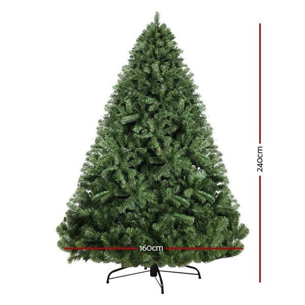 Jingle Jollys 2.4m 8ft Christmas Tree Xmas Decoration Home Decor 1500 Tips Green Carousel 2