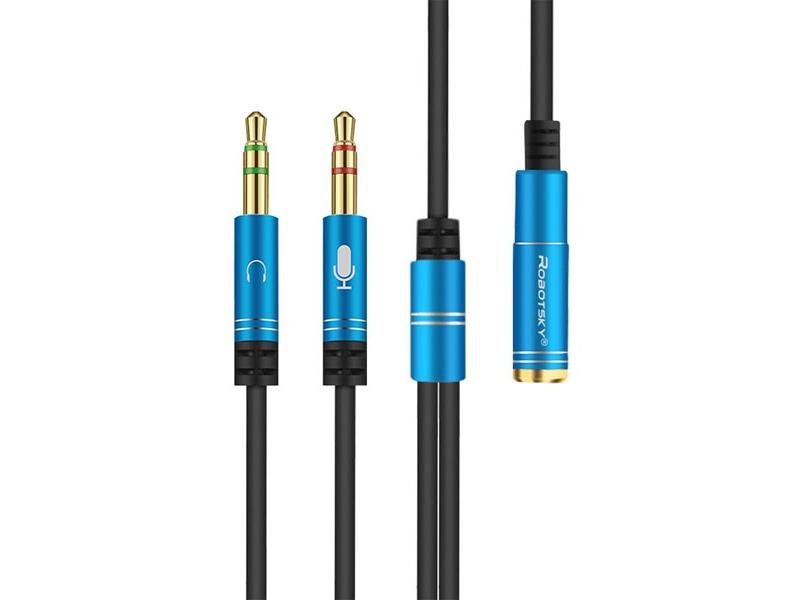 3.5mm Jack Microphone Headset Audio Splitter Cable For Phone/Computer Carousel 1