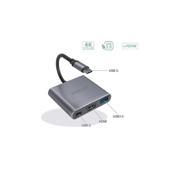 PHILEX PHT-9005 3-in-1 USB-C Hub USB-C 3.0 ports, 100W Power Delivery Carousel 2