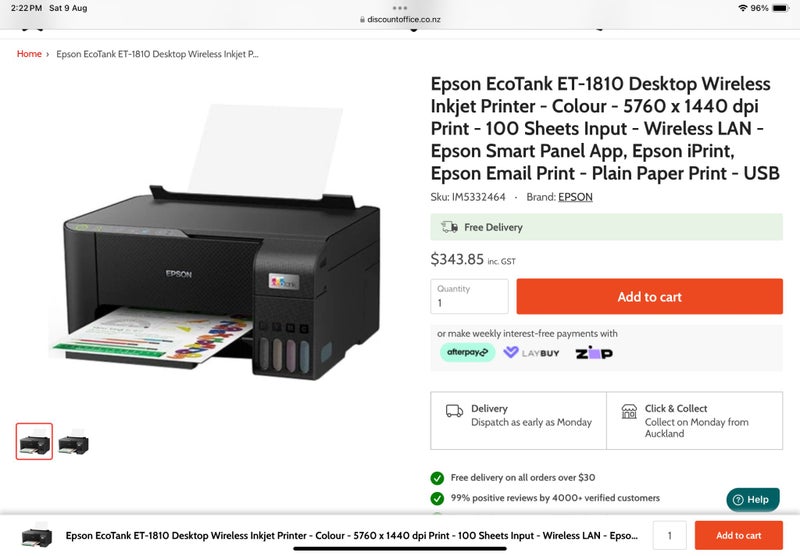 Epson printer ET-1810 Carousel 5