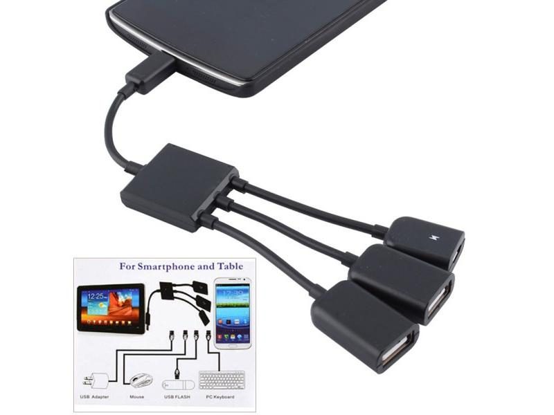 3 In 1 USB OTG Cable Micro USB Hub USB OTG Adapter For Smartphone Tablet Carousel 1