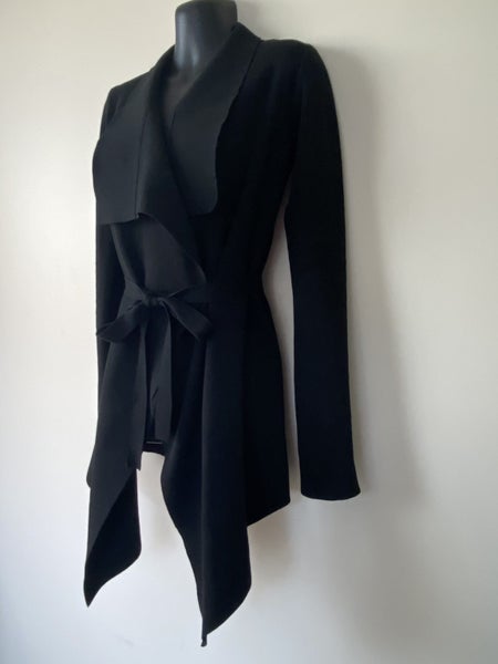Slide Show Black Front Tie Jacket Size 8 – Waterfall Hem, Long Sleeve, Stretch64443768309635114