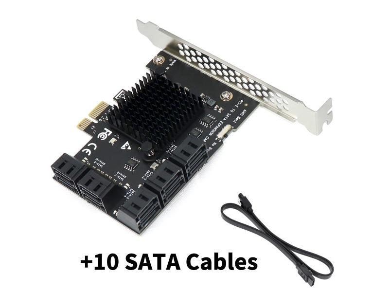 PCI Express To 10 Port SATA Controller SATA 3 III 3.0 6Gbps To PCI-e X1 Card Carousel 1