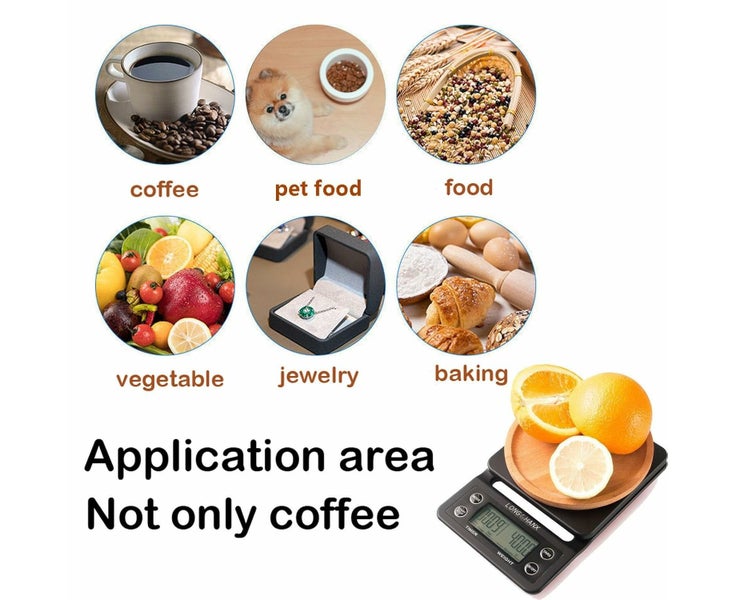 Coffee Scale with TimerKitchen Scale for Baking, Vegetables, Jewellery, LCD D Carousel 2