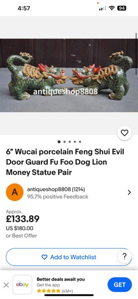 Antique Foo Dog Pair: Sangcai style Carousel 10