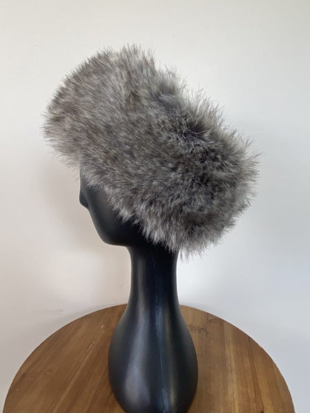 Vintage Faux Fur Hat – Grey Russian Cossack Style, Elastic Fit, Winter Warmth64465960793729112