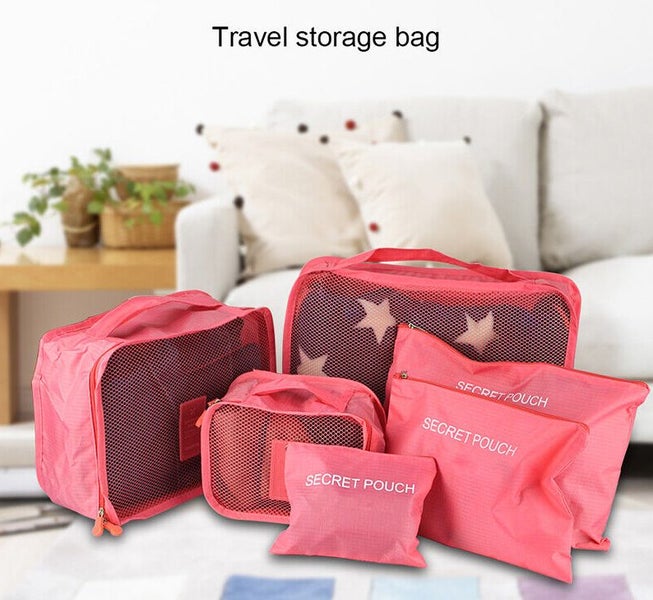6PCS Travel Storage Bags Rose Red Carousel 1