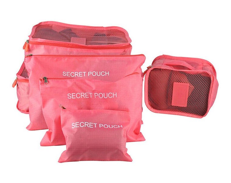 6PCS Travel Storage Bags Rose Red Carousel 3