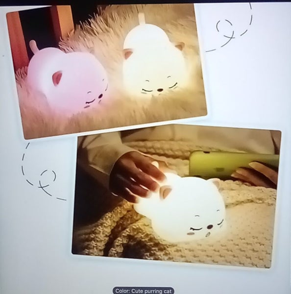 THE CATTAGE-Cutest Colour Changing Cat Night Light Touch Control Relaxing Glow Carousel 2