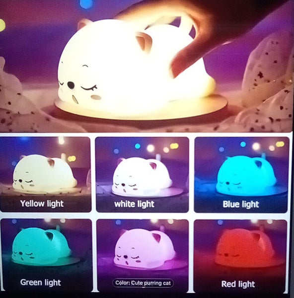 THE CATTAGE-Cutest Colour Changing Cat Night Light Touch Control Relaxing Glow Carousel 1