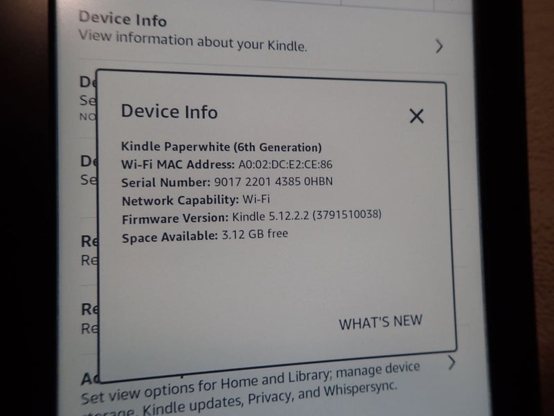 KINDLE paperwhite 6th generation touch screen backlight 58:63 Carousel 2