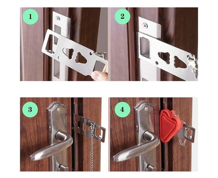 Portable Door Lock Security Safety Travel Hotel Home Safe Lock-Red Carousel 2