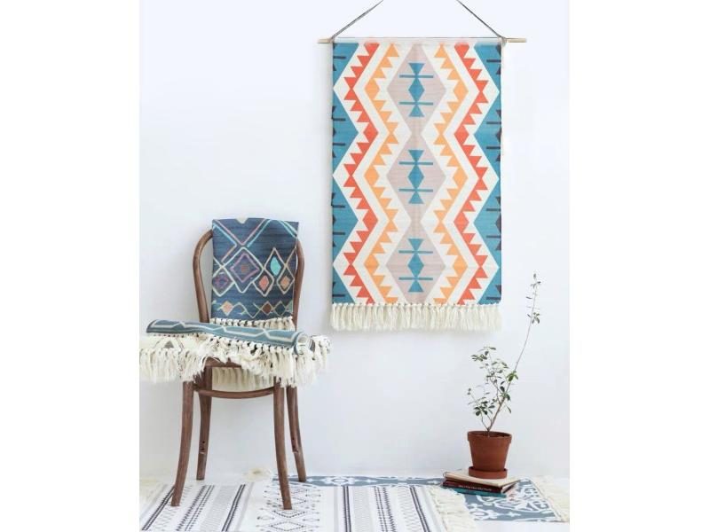 Tapestry Bohemian Cotton Linen Tapestry With Tassel Handmade Nodic Style Home Carousel 1