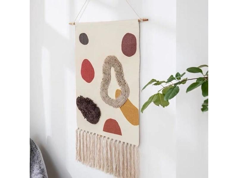 Bohemian Cotton Linen Tapestry With Tassel Nordic Style Home Decor Hanging Carousel 1