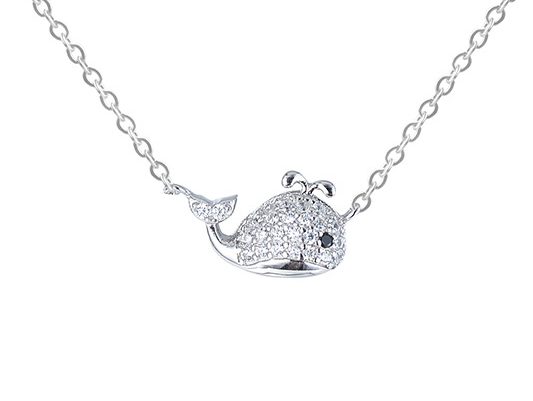 925 Sterling Silver CZ Whale Necklace | 45cm | Gift Boxed Carousel 1