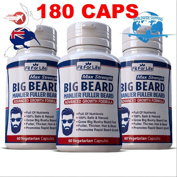 Big Beard Manlier Fuller Beard Bushy Hair Growth Herbal Vitamins 180 x Capsules Carousel 1