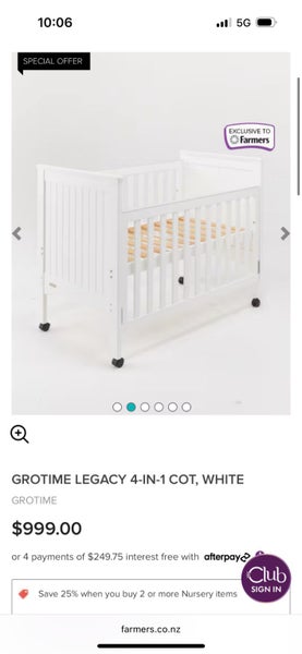 GROTIME 4-IN-1 COT, WHITE Carousel 8