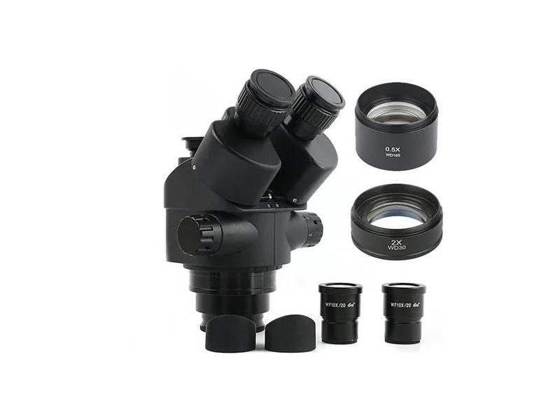 7X-45X 3.5X-90X Simul-Focal Trinocular Zoom Stereo Microscope Head W/Auxiliary Carousel 1