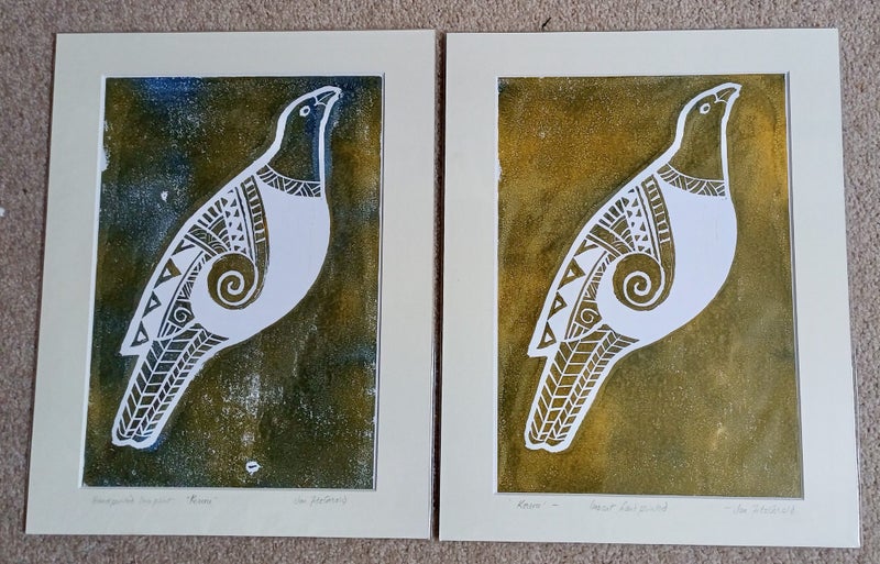 Kereru - 2 lino prints - by Jan FitzGerald Carousel 1