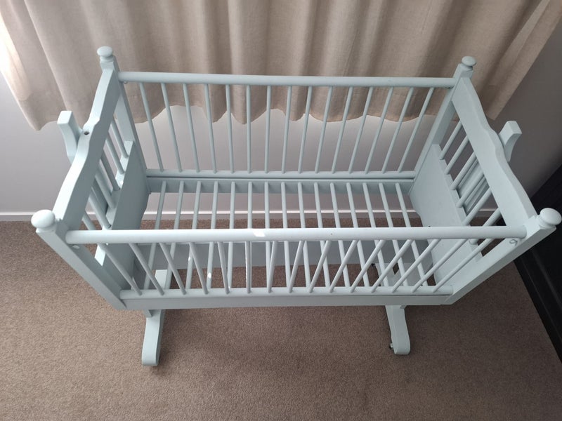 Gorgeous Duckegg Blue Grey French Country Style Bassinet - Upcycled with Love!63617460862850111