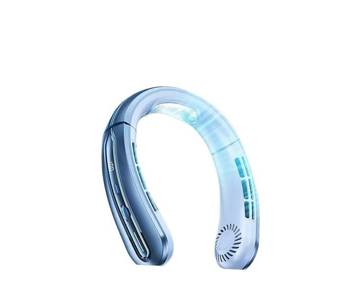 Hanging Neck Fan Adjustable 8 Core USB Rechargeable Bladeless LED Digital Dis Carousel 1