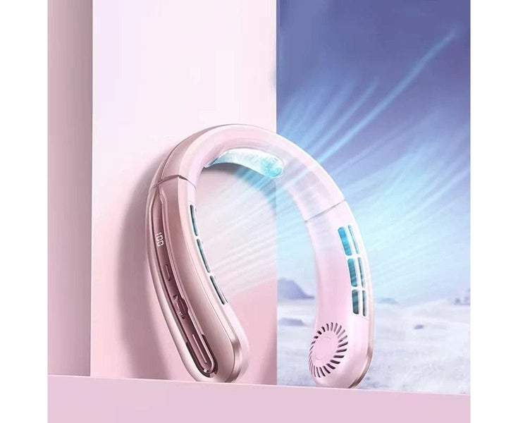 Hanging Neck Fan Adjustable 8 Core USB Rechargeable Bladeless LED Digital Dis Carousel 8