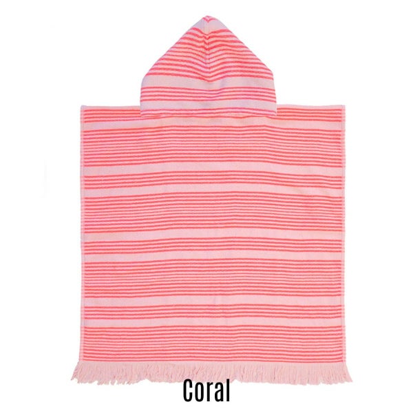 Bambury Kids Boys Poncho Hooded Beach Towels|Quick Drying - Coral Carousel 1